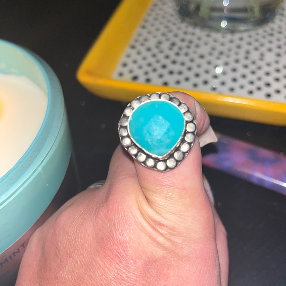 7GM Chalcedony 925 sterling silver plated beauty ring US 8